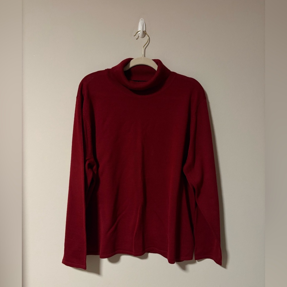 Dialogue Red Turtle Neck Merino Wool Blend Sweater 2X